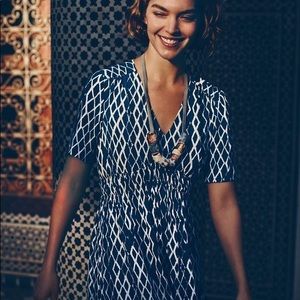 Anthropologie HD In Paris Archipelago Blue & White Fit and Flare Dress Size 4P